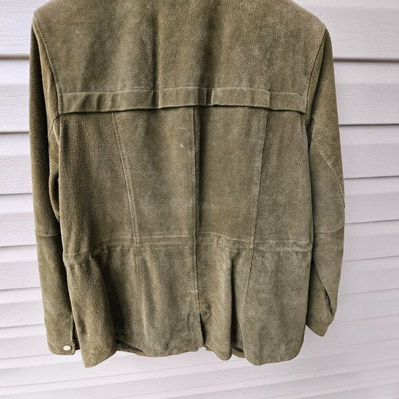 Barn Jacket Suede Jacket-Olive Green Isaac Mizrahi - Picture 3 of 12